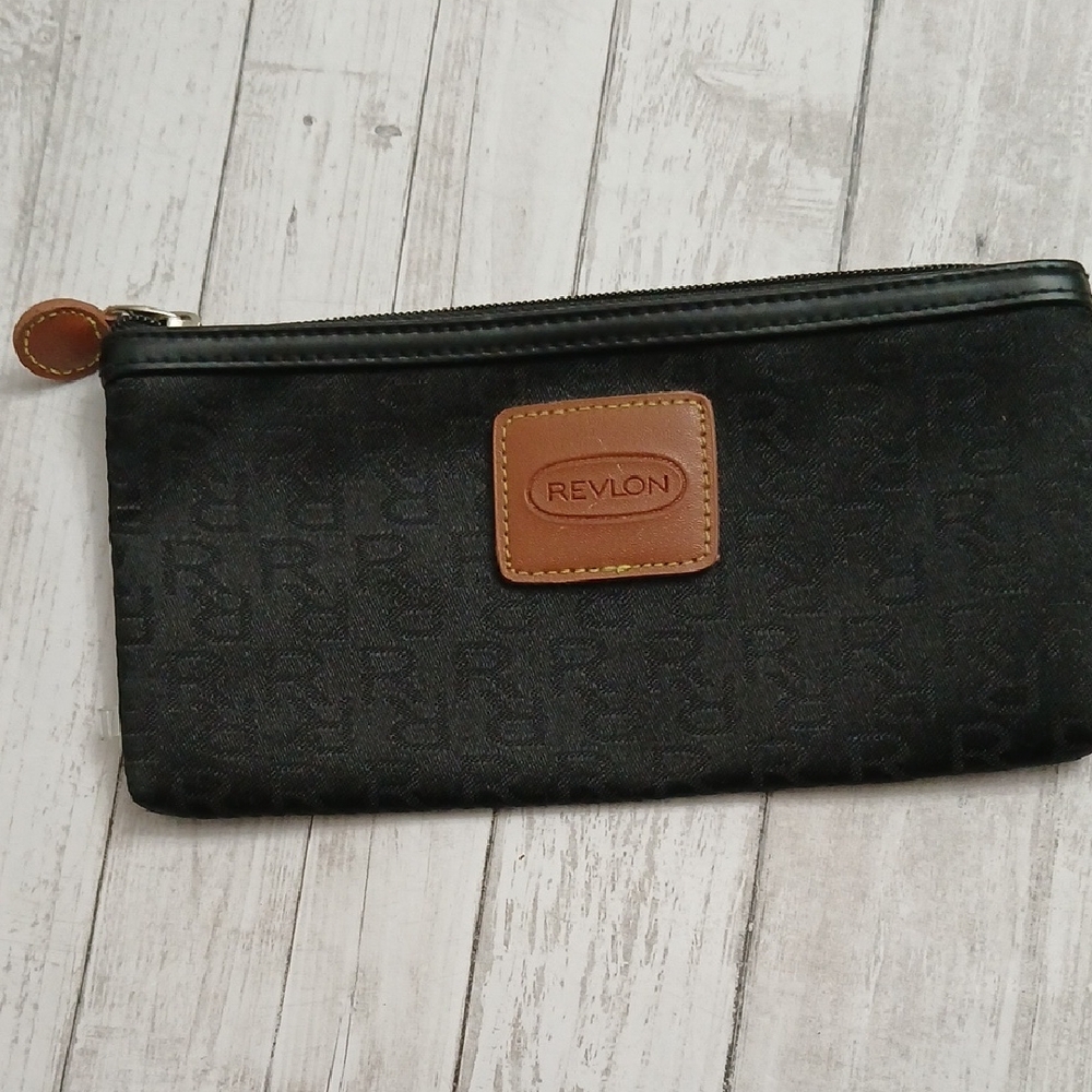 Revlon Mini Black Majeup Bag with Brown Trim